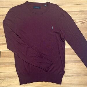 All Saints crew neck maroon sweater size M slim